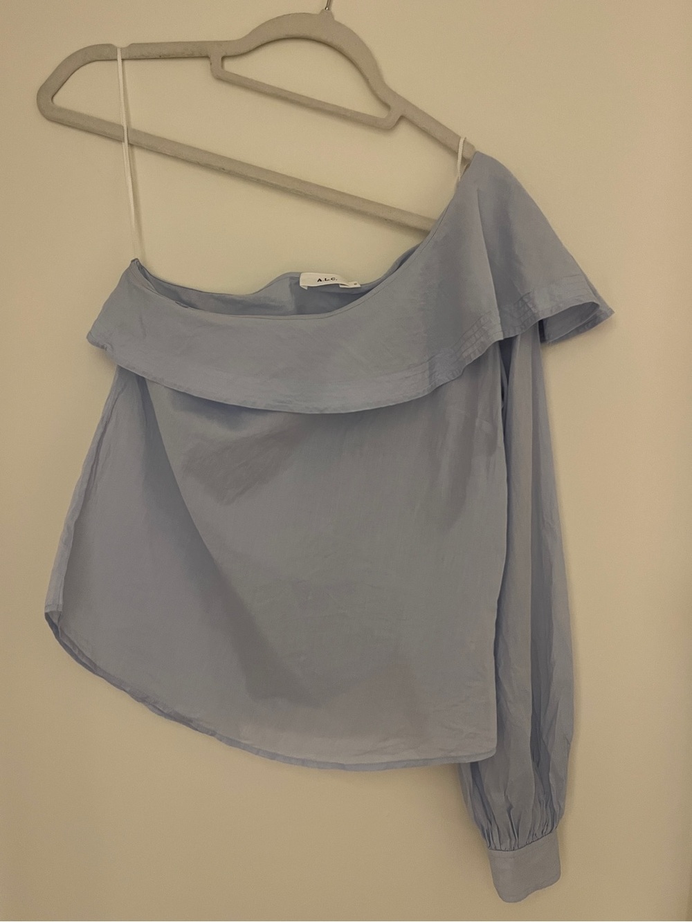 A.L.C. Light Blue One Shoulder Cotton Blouse [SIZE 0]